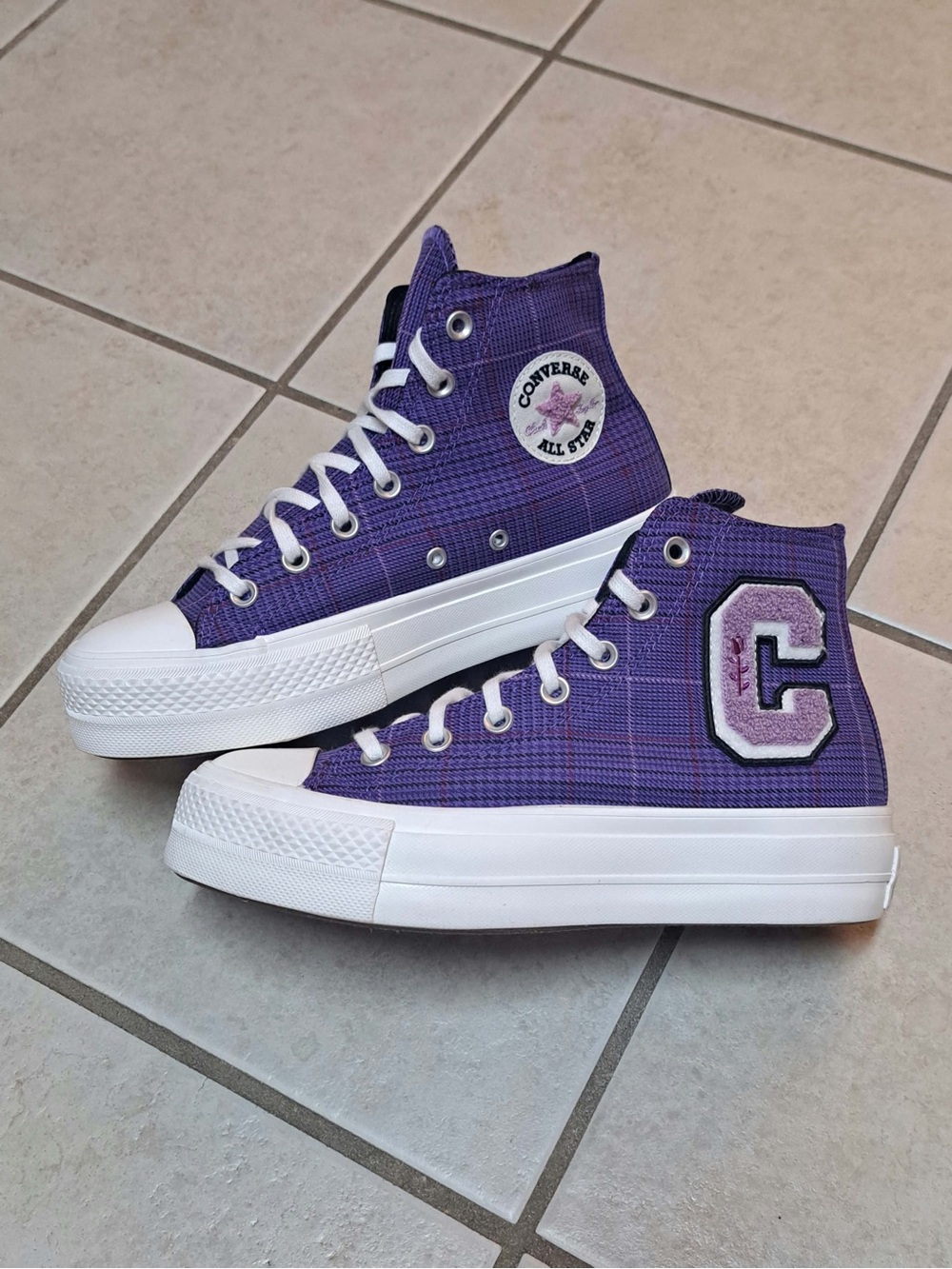 Converse Wmns Chuck Taylor All Star Lift High 'Plaid - Court Purple' sneakers